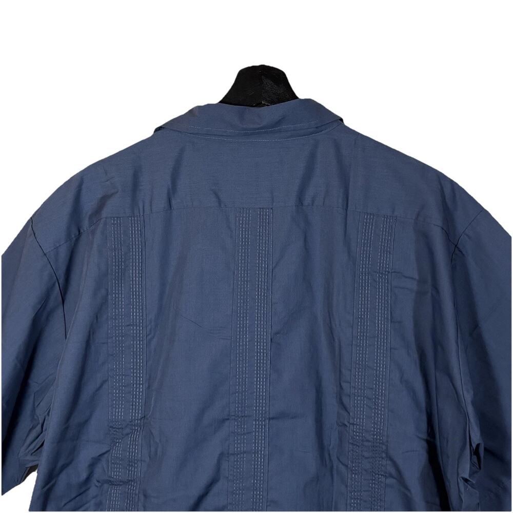 Vintage Haband Guaybera Zip Up Shirt Dark Blue Vacation Islands Tropical XXL - Picture 8 of 9
